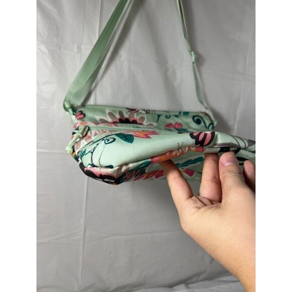 VERA BRADLEY Slim Crossbody MINT FLOWERS Bag Purse Tote - Picture 11 of 14